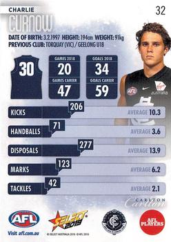 2019 Select Footy Stars #32 Charlie Curnow Back